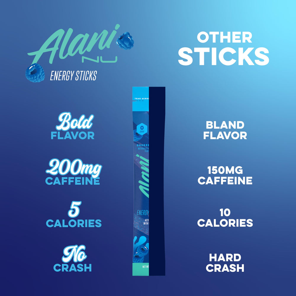 Alani Nu Breezeberry 200mg caffeine shot in a single stick.