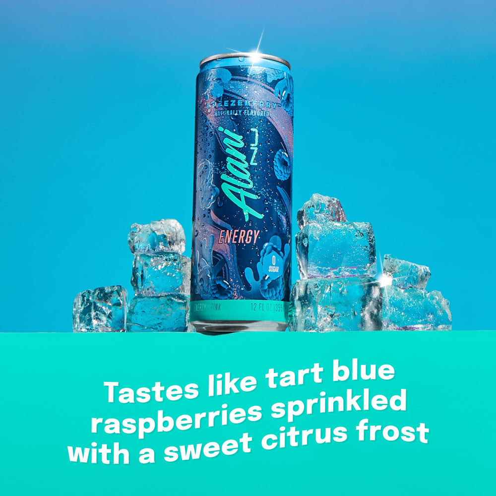 Alani Nu Breezeberry can in hand for quick caffeine lift
