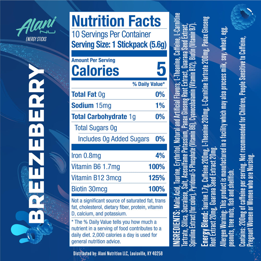 Alani Nu Breezeberry stick dissolving in water for a quick caffeine boost.