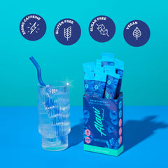 Alani Nu Breezeberry vegan gluten-free badge on packaging for clean energy.