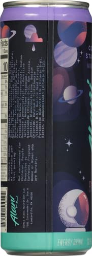Alani Nu Cosmic Stardust ingredients-panel showing vegan, gluten-free, and no artificial colors.