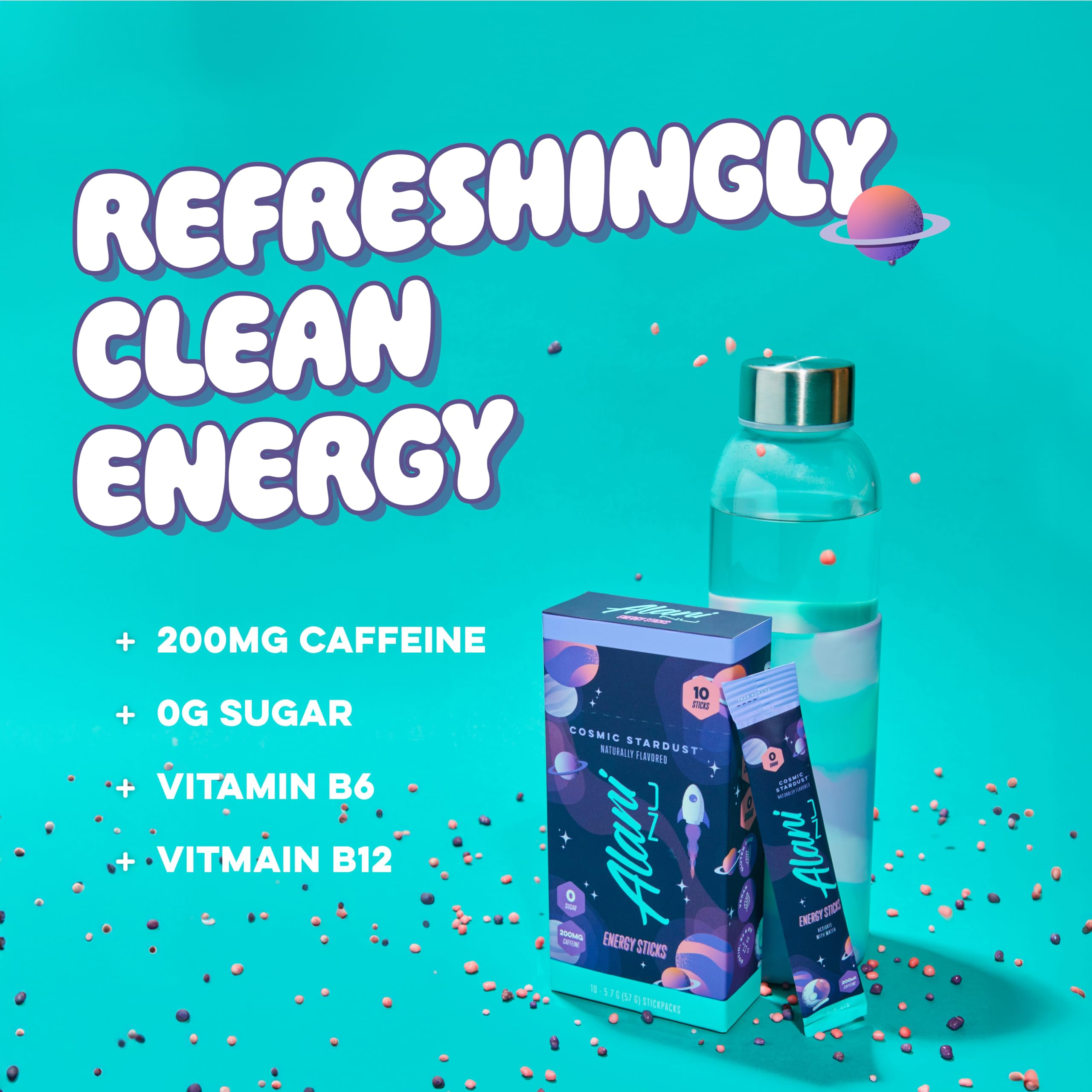 Alani Nu Cosmic Stardust on-the-go packaging fits busy daily routines.