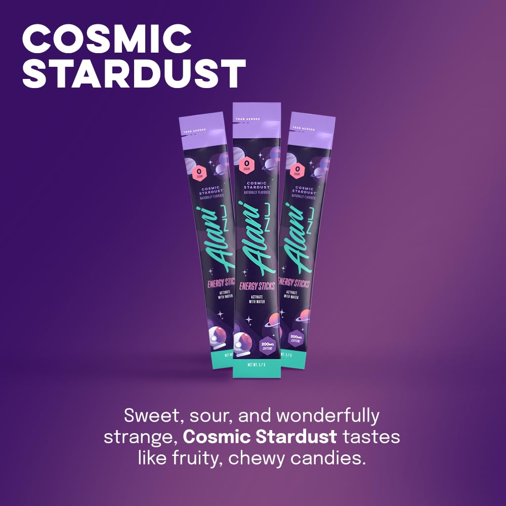 Cosmic Stardust packaging with flavor varieties for convenient energy on the move.