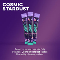 Cosmic Stardust packaging with flavor varieties for convenient energy on the move.