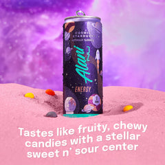 Alani Nu Cosmic Stardust pour-action capturing quick caffeine lift without calories.