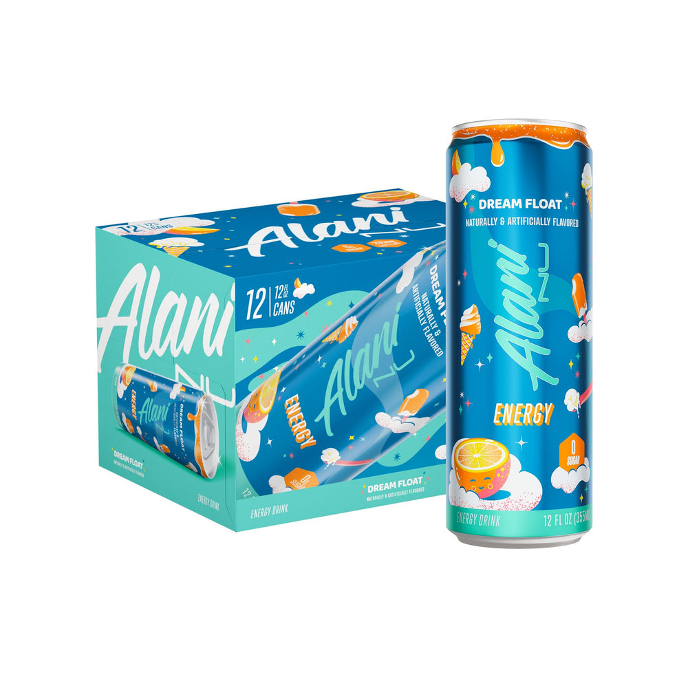 Alani Nu Dream Float can front showcases sleek design and bold energy promise