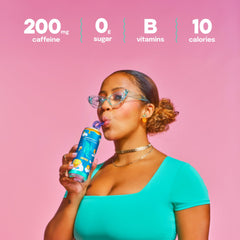 Alani Nu Dream Float ingredients image focuses on caffeine and B vitamins for daytime support
