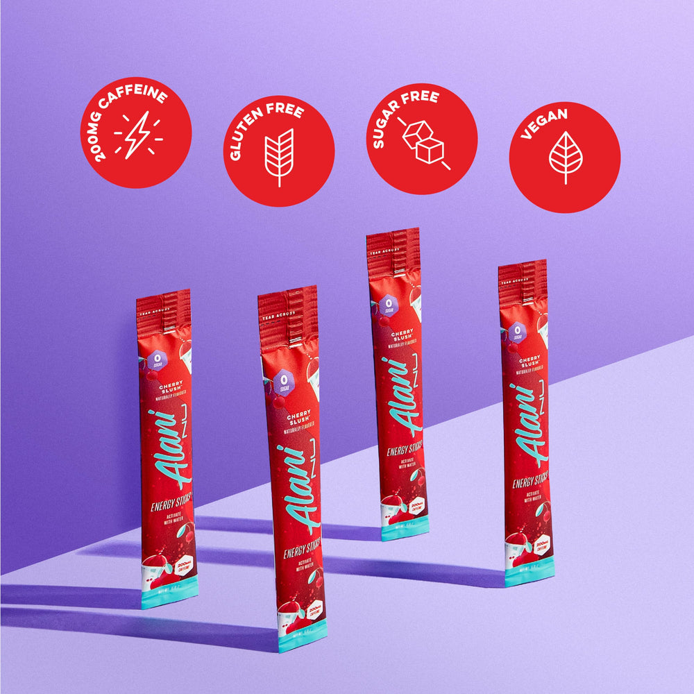 Alani Nu energy sticks on-the-go packaging for travel.