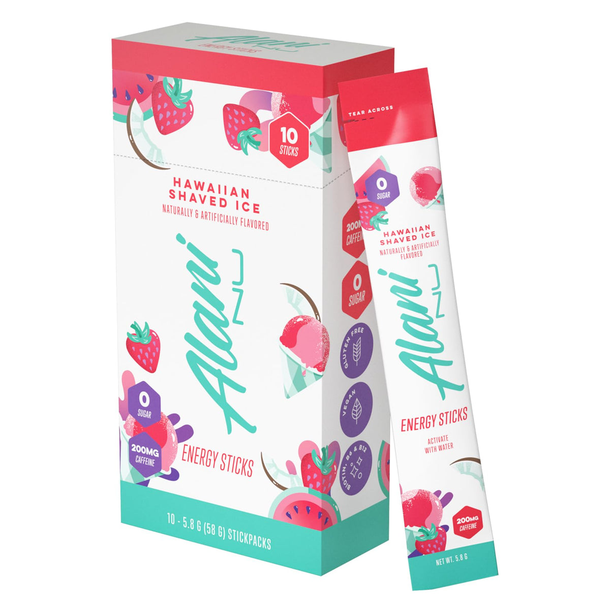 Alani Nu Hawaiian Shaved Ice energy stick packet for on-the-go energy.