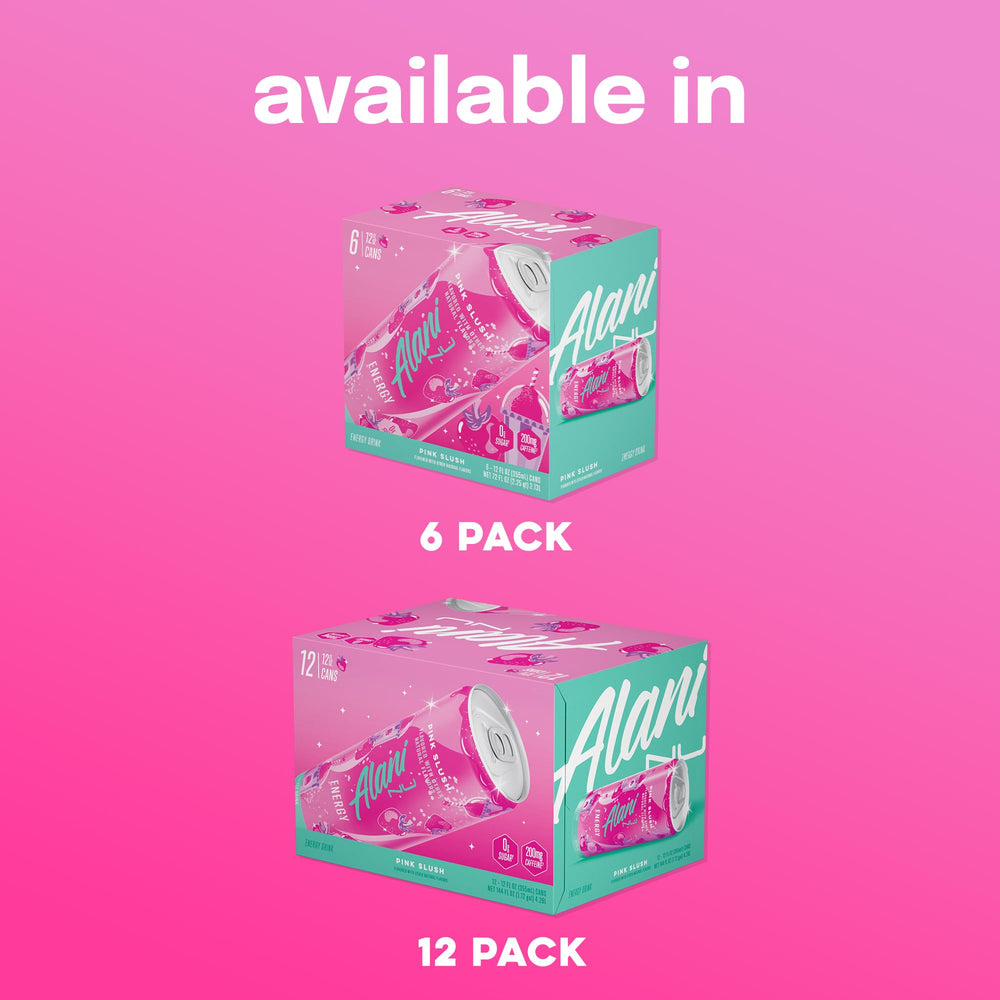 Alani Nu Pink Slush ingredient panel with caffeine and vitamins