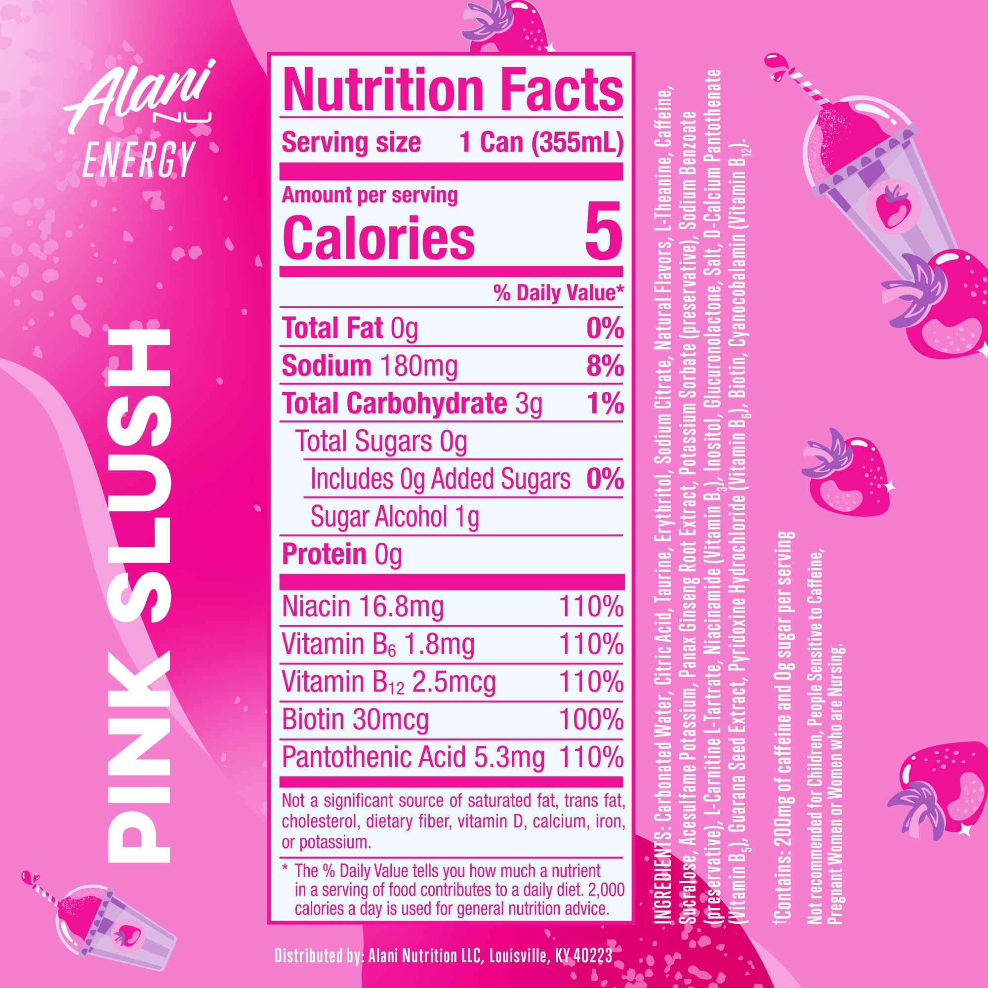 Alani Nu Pink Slush pack of 24 highlights convenient, shareable energy for gatherings.