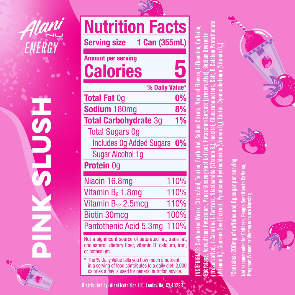 Alani Nu Pink Slush pack of 24 highlights convenient, shareable energy for gatherings.