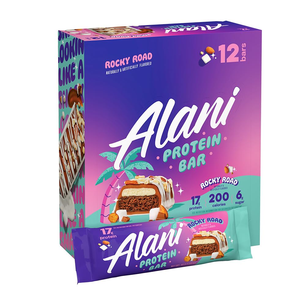 Alani Nu Rocky Road bar in snack-ready wrap for grab-and-go.