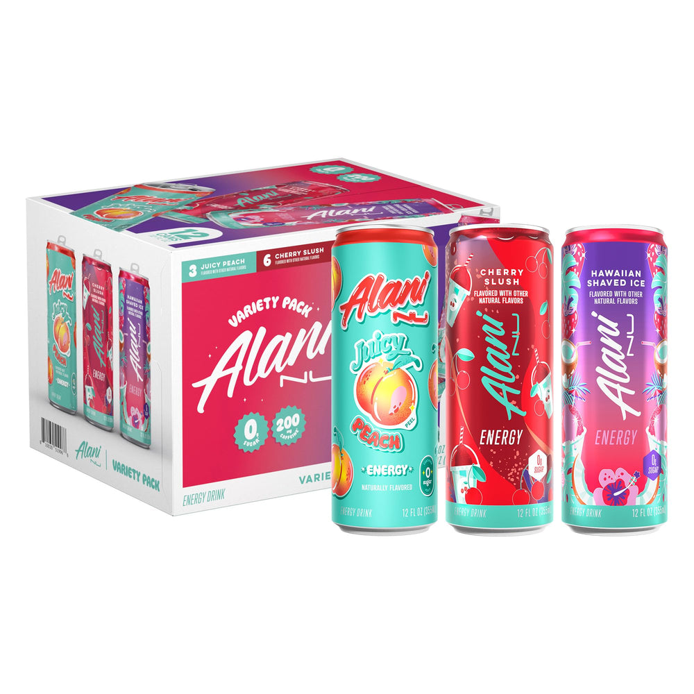 Alani Nu Variety Pack Cherry Slush front view for bold energy and flavor.