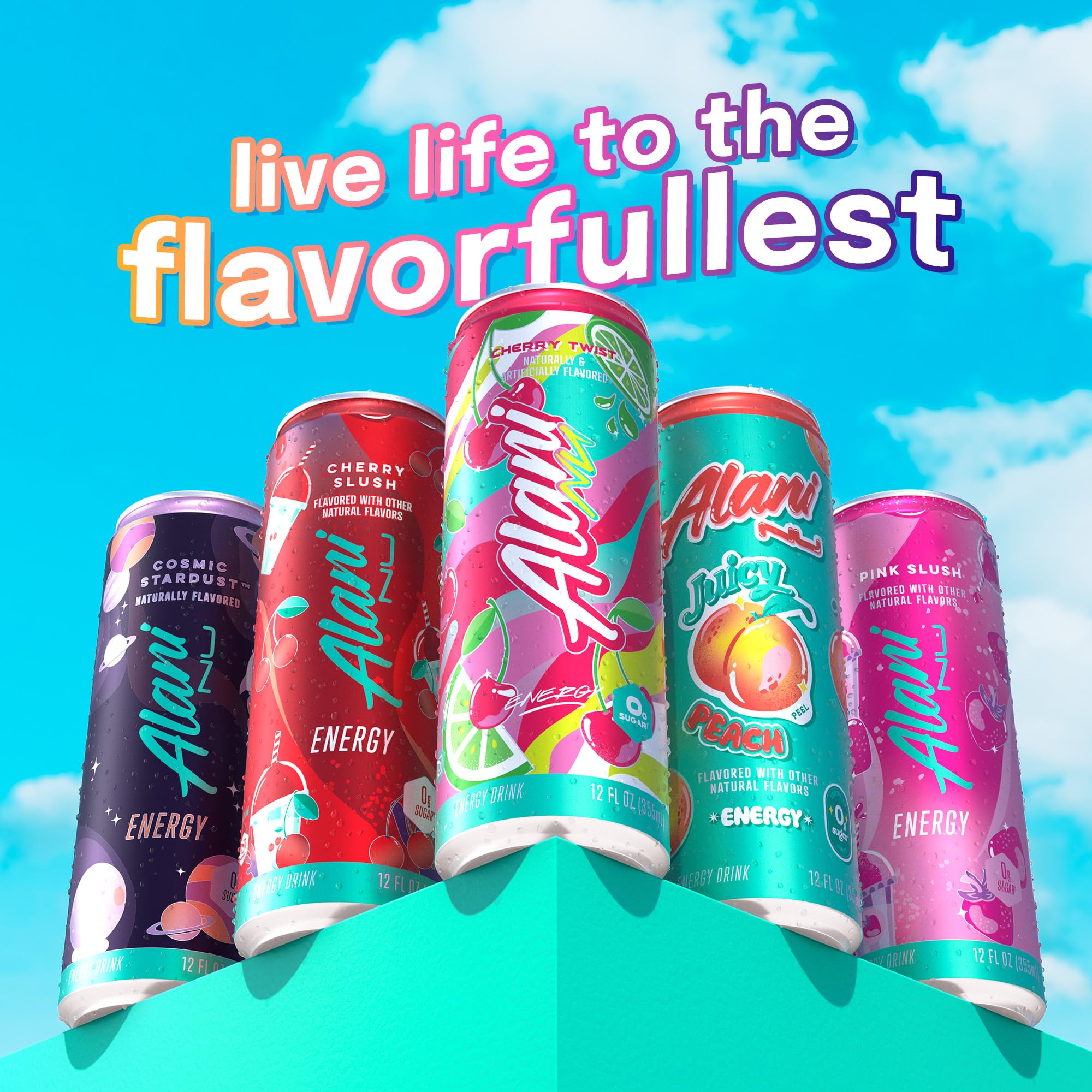 Alani Nu variety pack front label showcasing multiple flavors