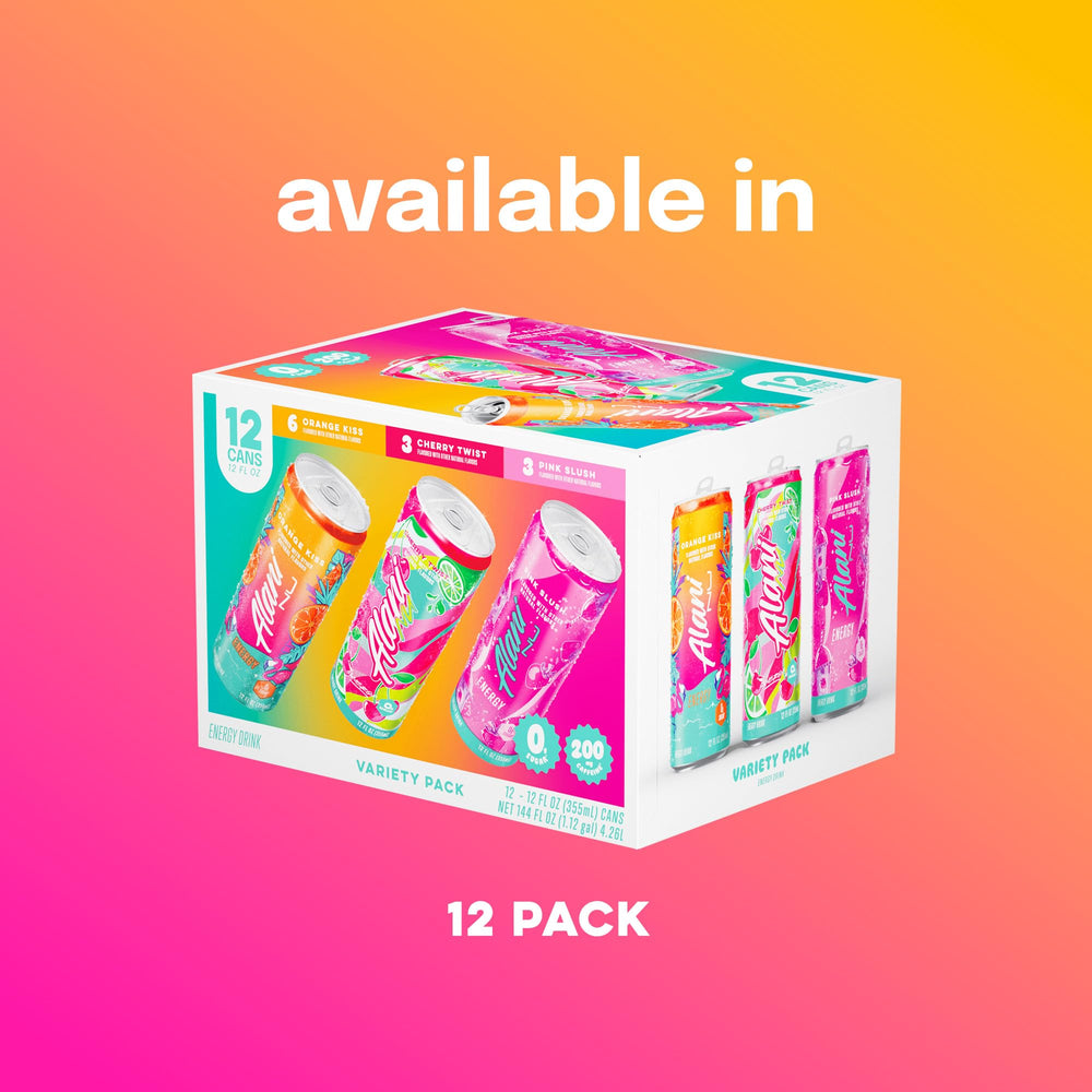 Alani Nu Orange Kiss can highlights zero sugar and flavor
