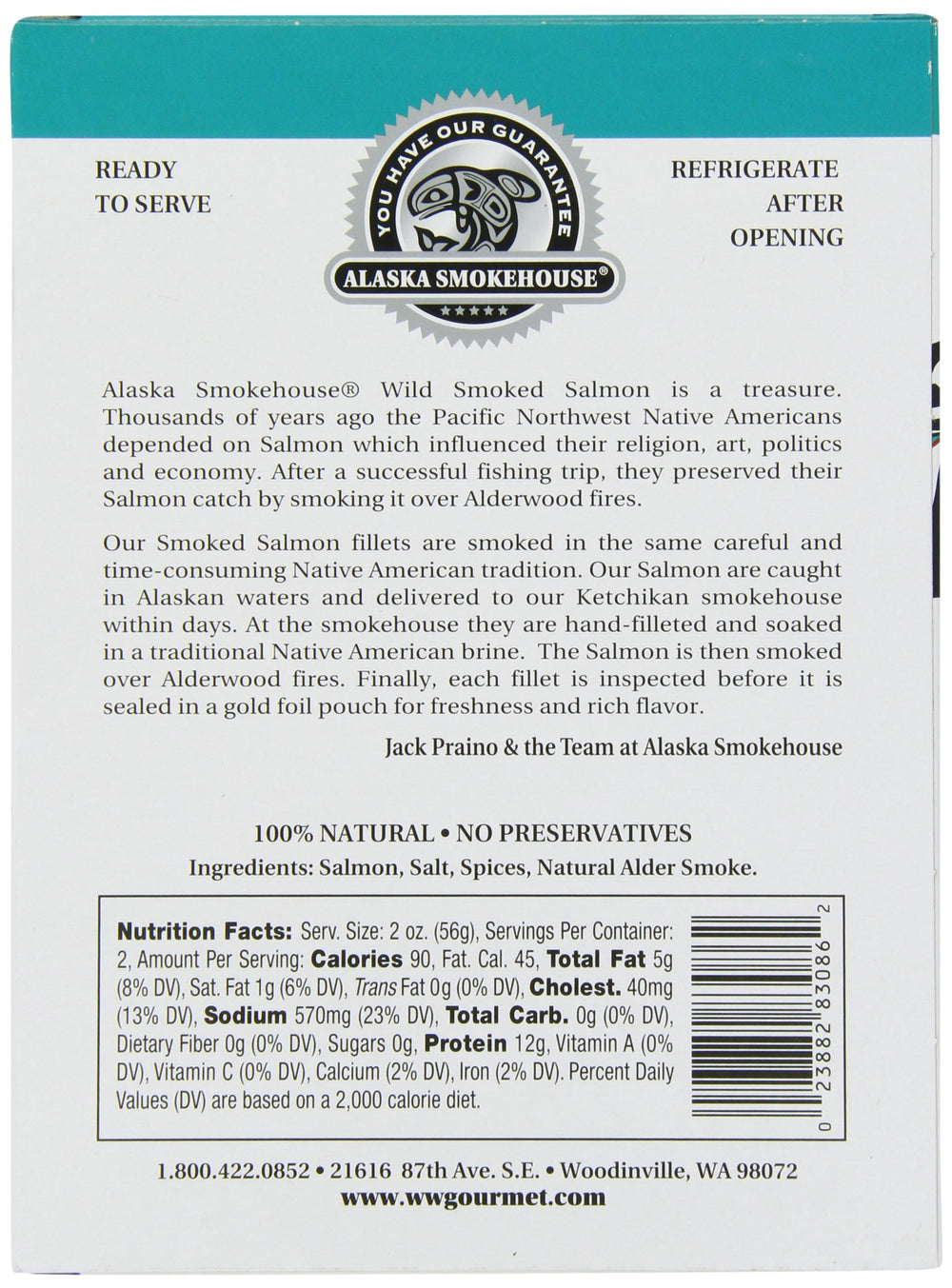Alaska Smokehouse alder-smoked salmon fires aroma captured in a serving piece