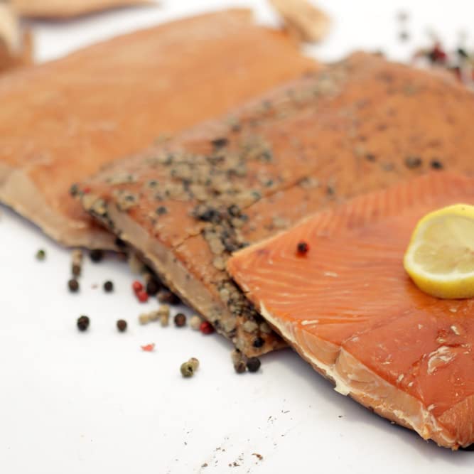 Alaska Smokehouse Alder-Smoked Salmon; hot smoked aroma.