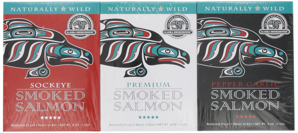 Alaska Smokehouse Natural Salmon 4oz fillet; light flavor and high protein.