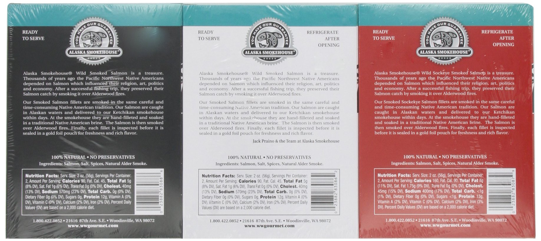 Alaska Smokehouse Sockeye Salmon 4oz fillet; rich flavor and firm texture.