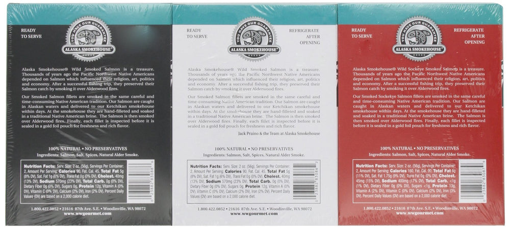 Alaska Smokehouse Sockeye Salmon 4oz fillet; rich flavor and firm texture.