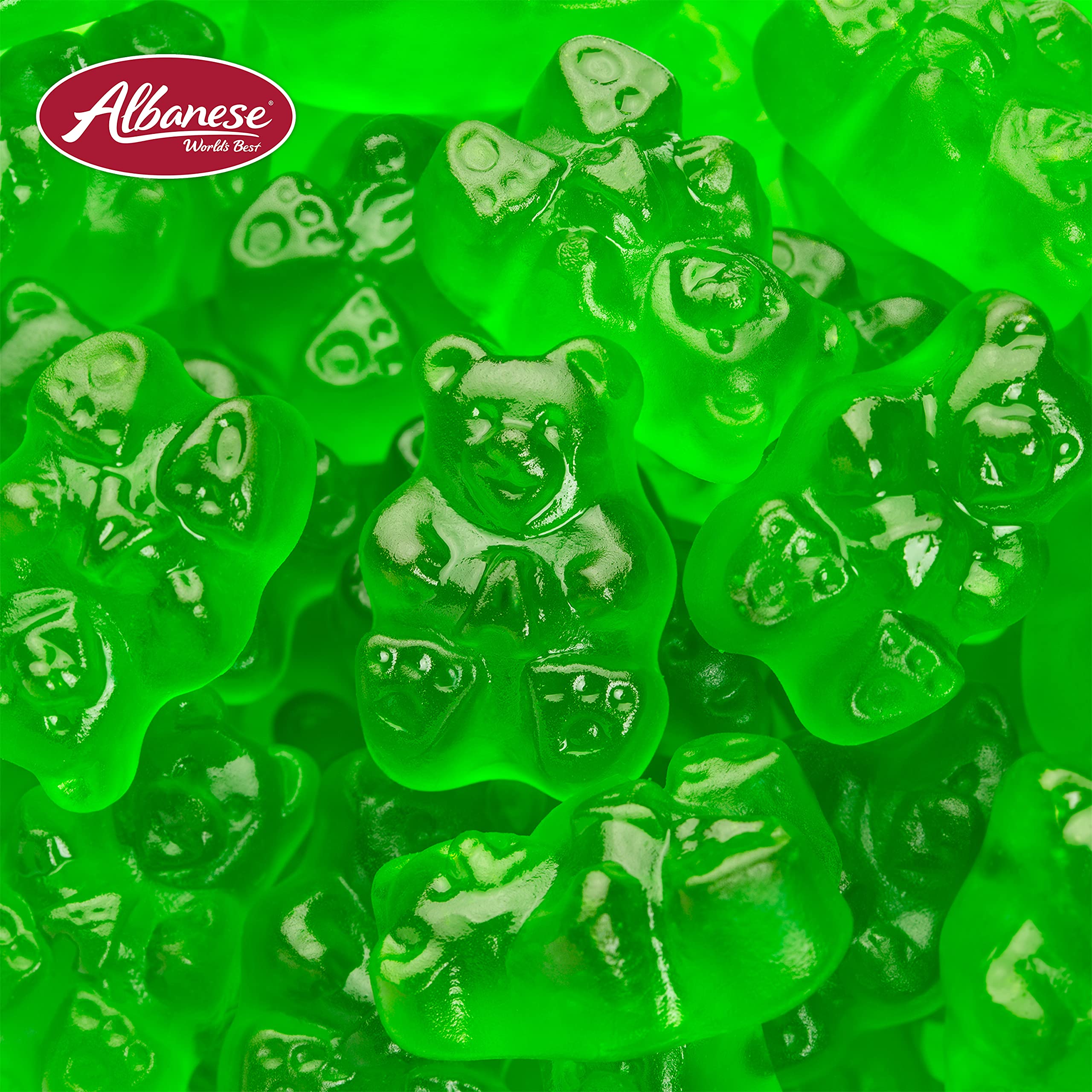 Five-pound bulk Albanese gummi bears for events and bulk snacking.