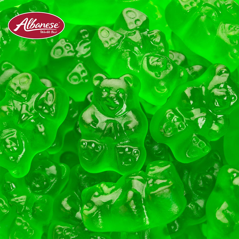 Five-pound bulk Albanese gummi bears for events and bulk snacking.