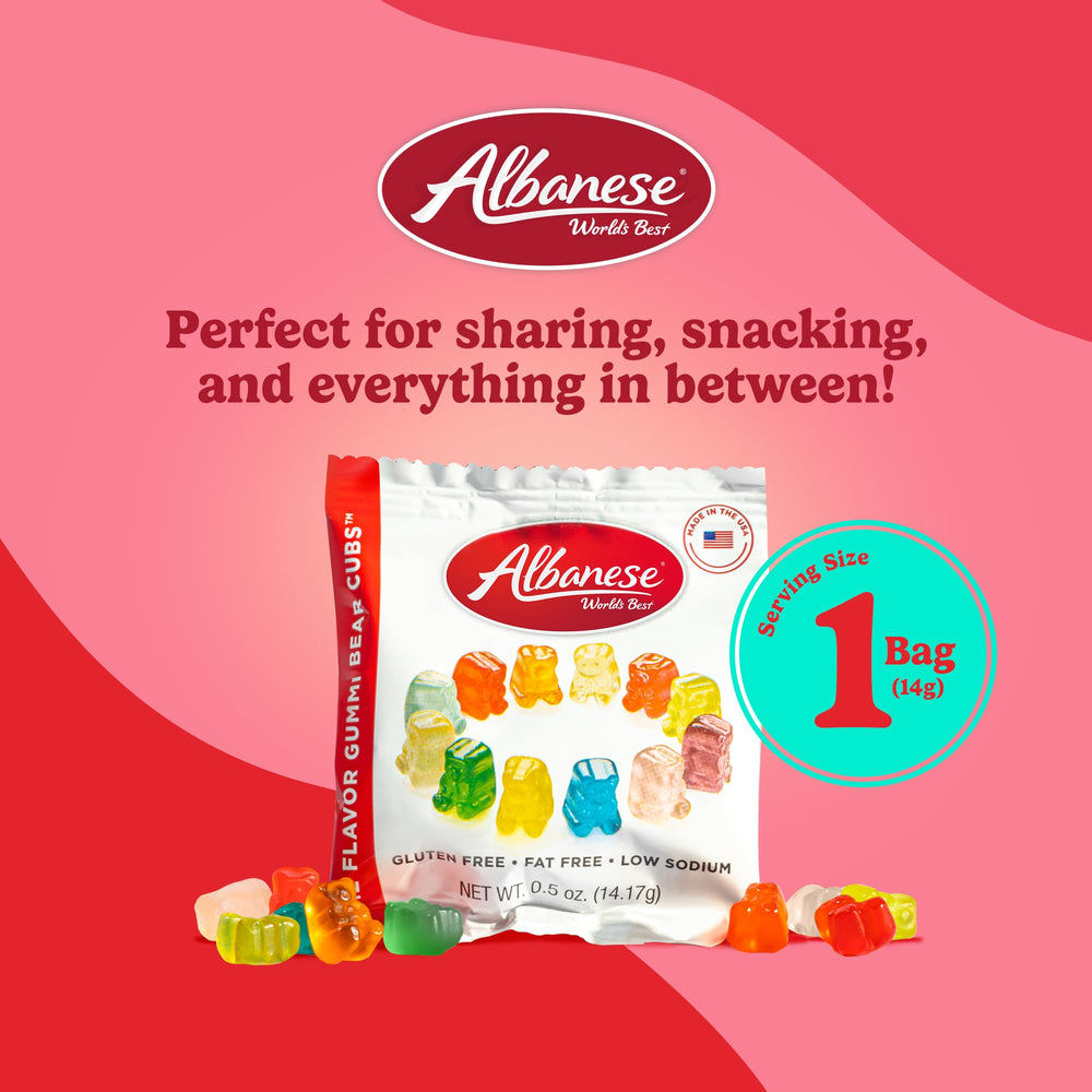 Albanese USA-made treats by a family-owned brand with 40+ years of gummy craftsmanship.