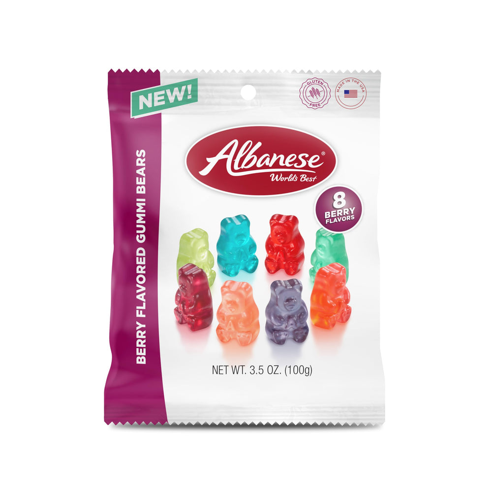 Albanese allergen-friendly gummies: gluten-free and top allergen-free for safe sharing.