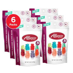 Albanese Berry Gummi Bears pack of 6 bags ready for sharing.