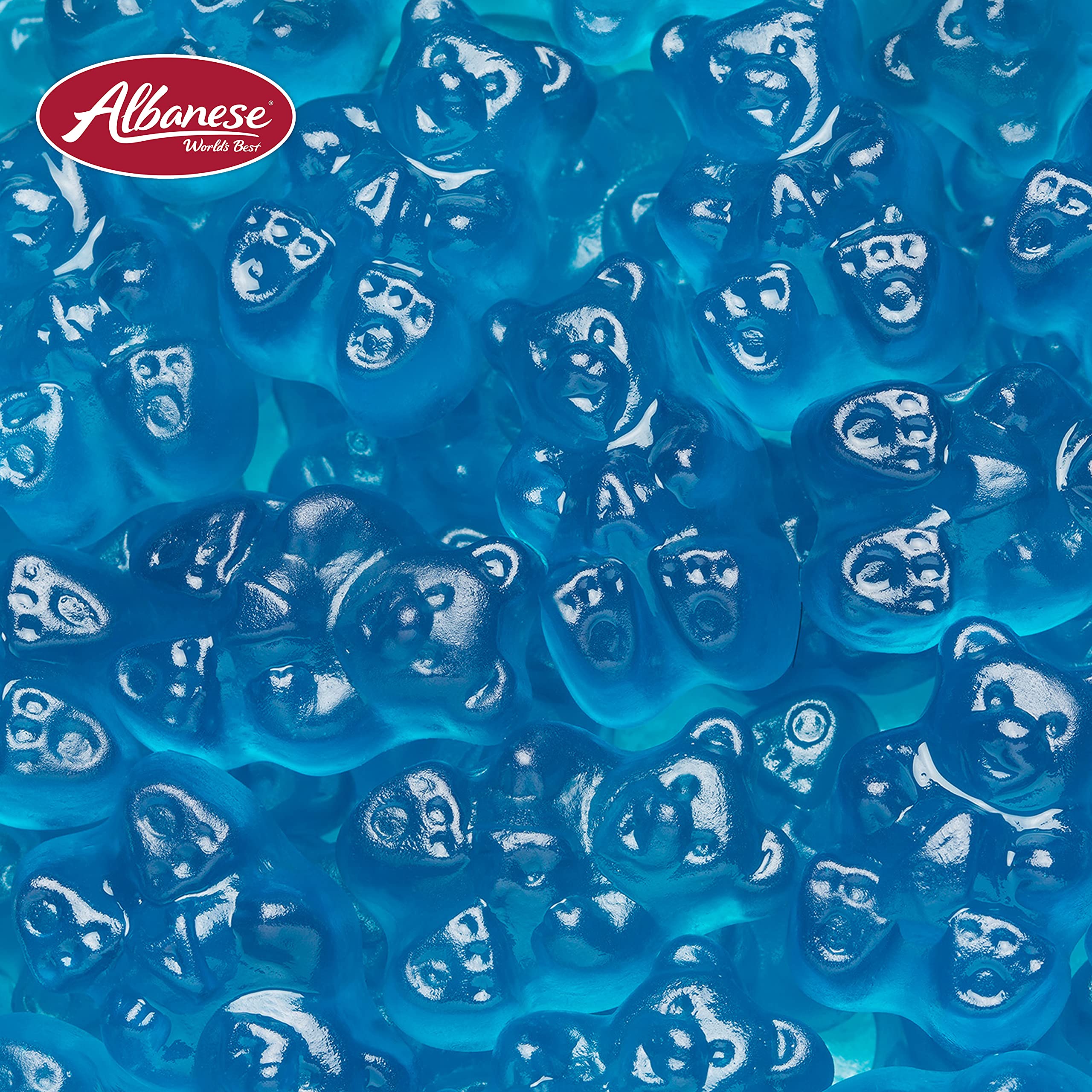 Premium quality Albanese gummies visible on a snack board.