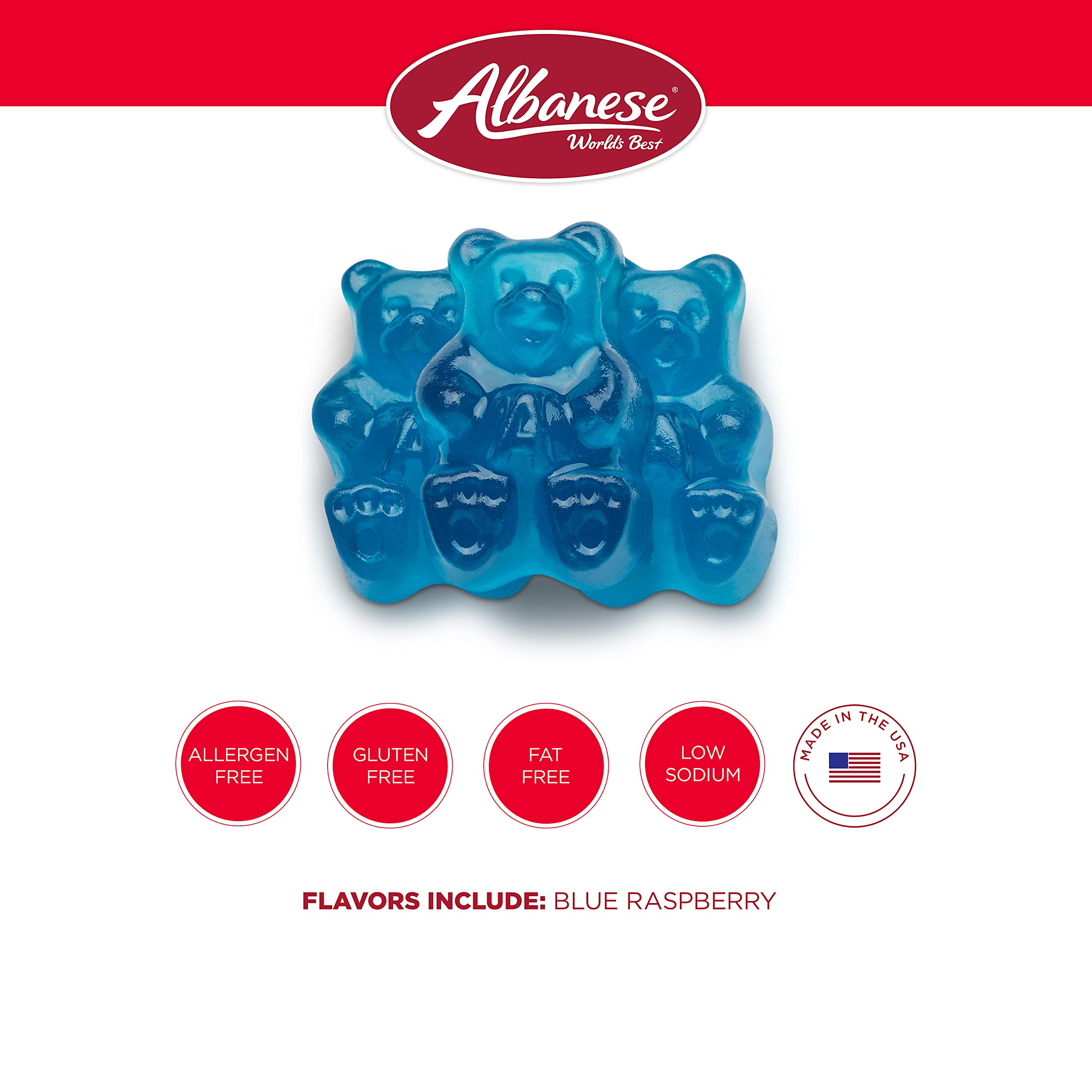 Albanese Gummi variety image emphasizes fresh fruit flavors.