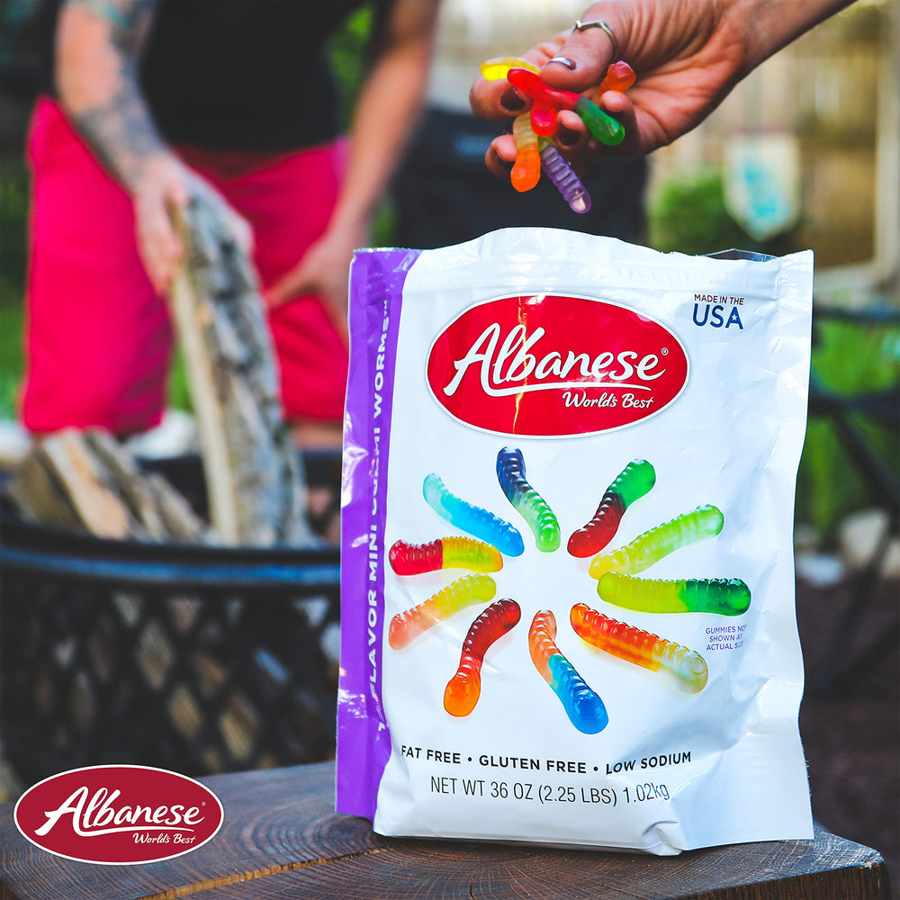 Albanese cherry flavor gummi worm for bold fruit taste
