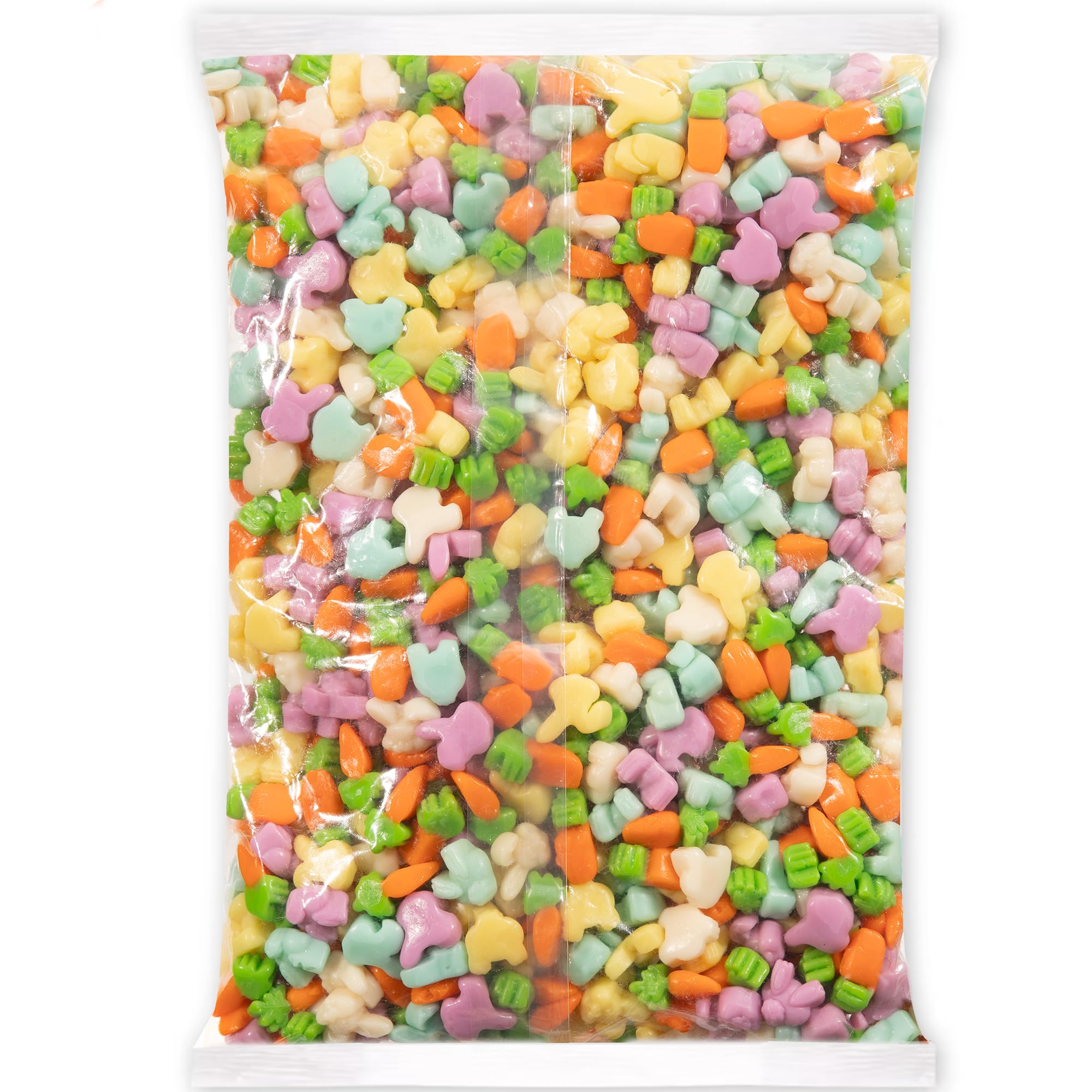 Albanese Cottontail Gummies close-up shows soft chew texture and colorful pieces