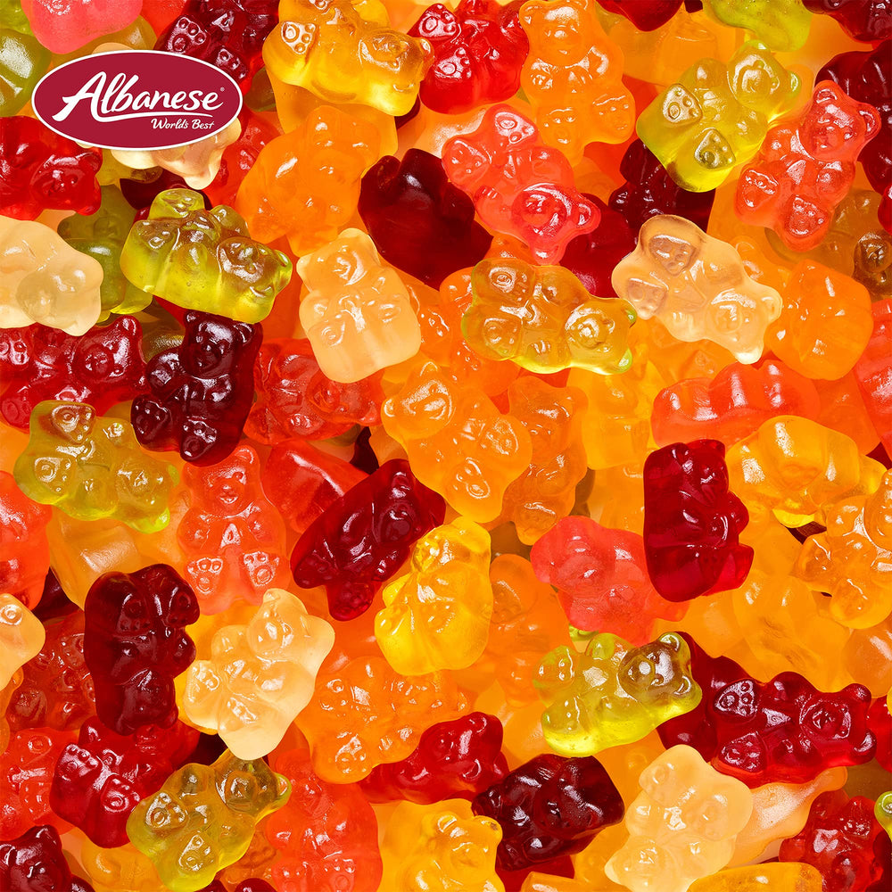 Albanese Exotic Fruits Gummies come in 2.5oz bags for convenient sharing