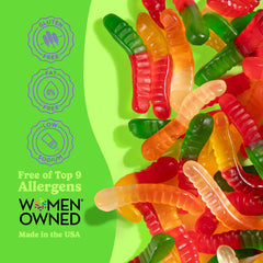 Albanese green apple flavor mini gummi worms ready to share