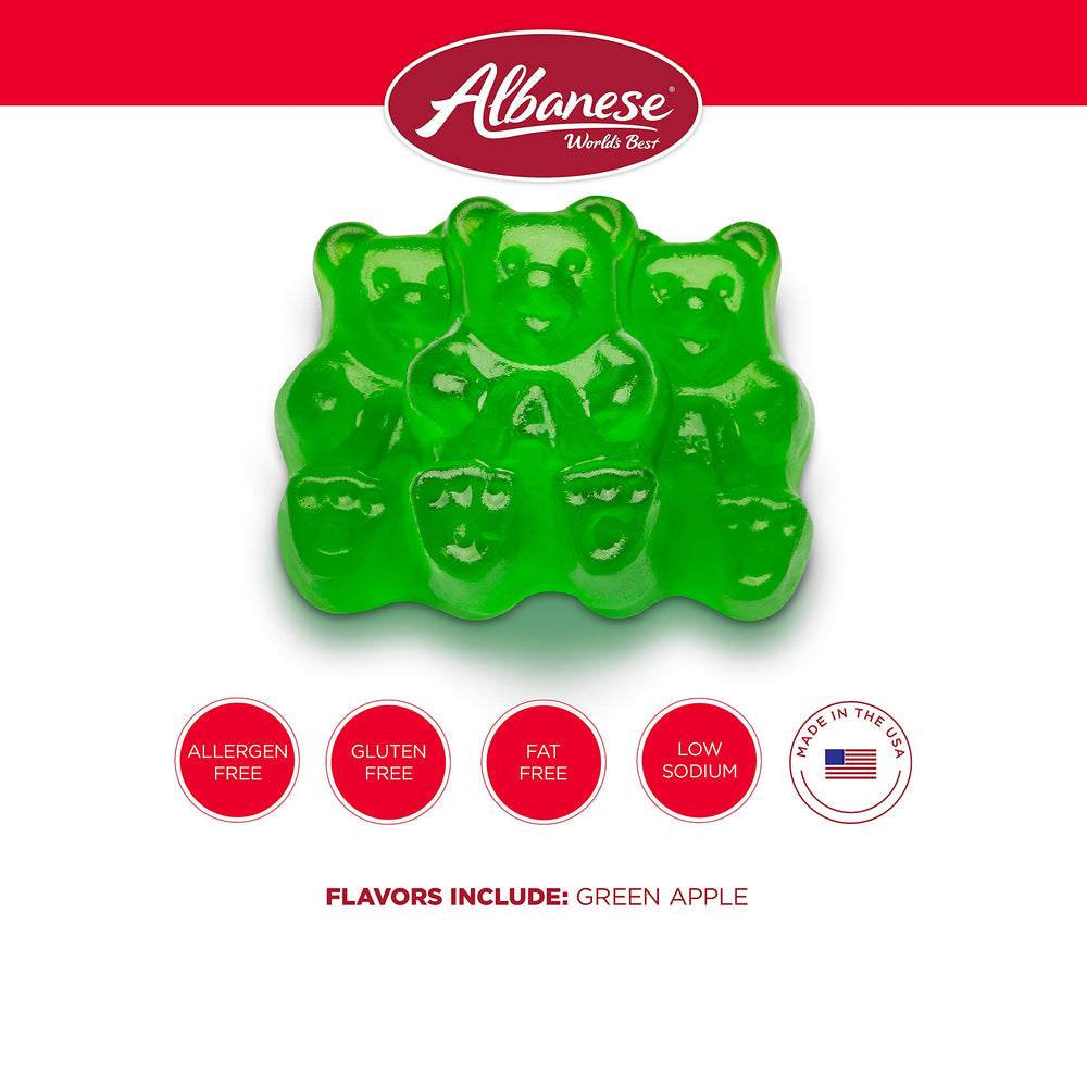 Serving ideas: Albanese Green Apple Gummi Bears for gatherings and gifts.