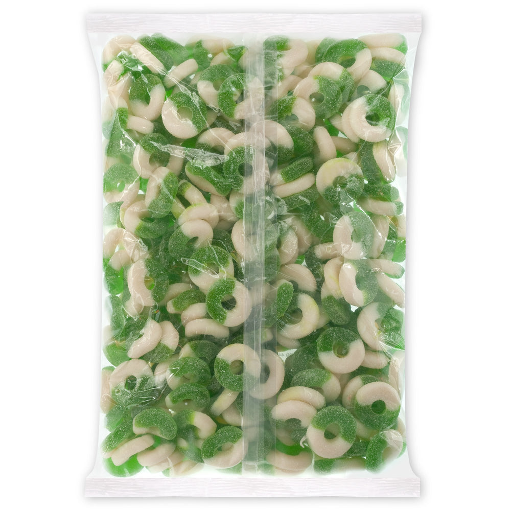 Albanese Gummi Apple Rings packaged bag, ready-to-serve candy for parties.