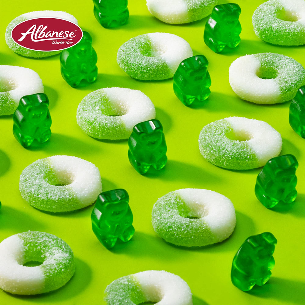 Albanese Gummi Apple Rings party-platter, vibrant flavor for guests.