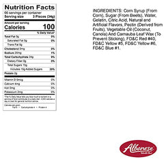 Assorted Albanese large gummi worms provide bold, fruity bites for snack time.