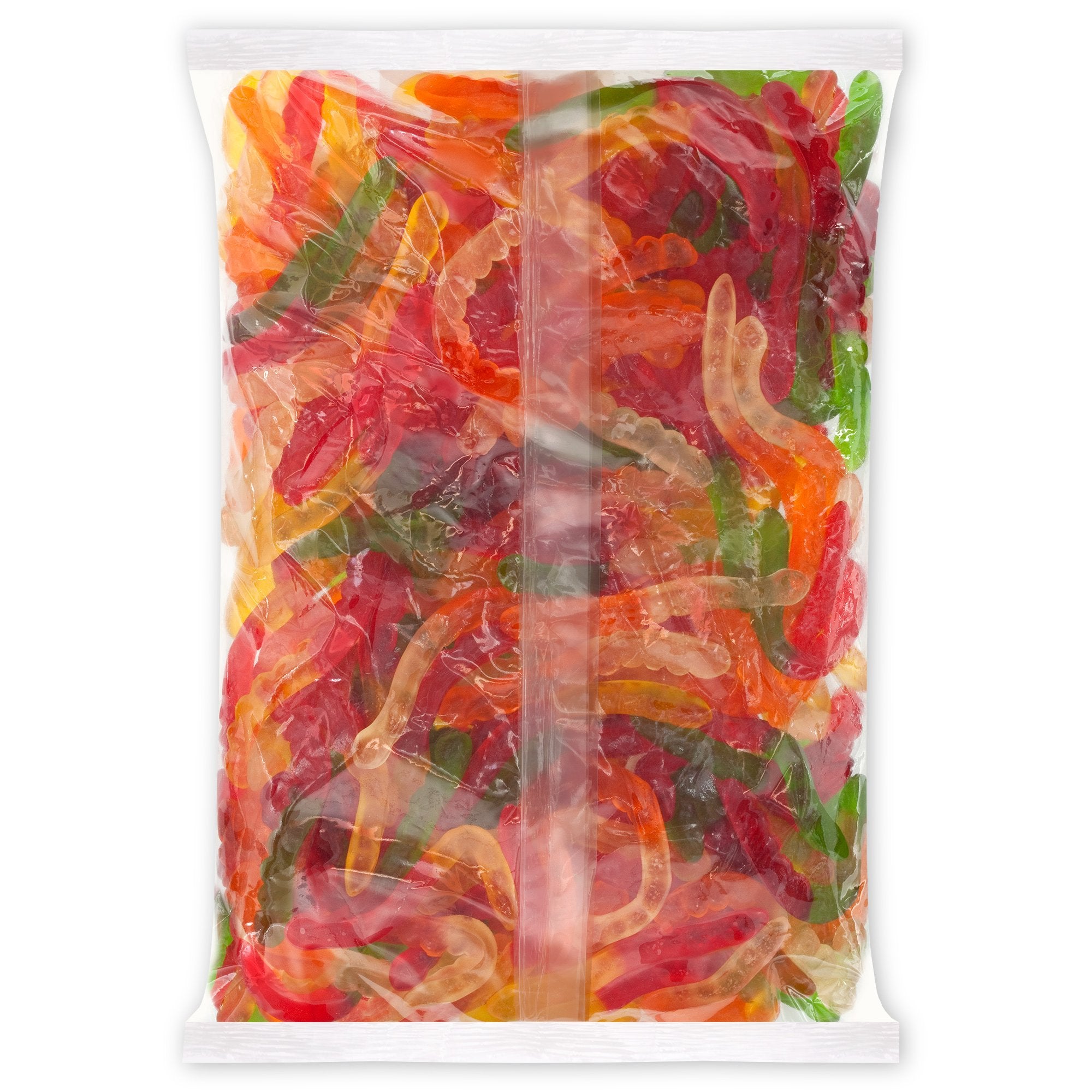 Cherry flavor Albanese large gummi worm close-up for a fruity bite.