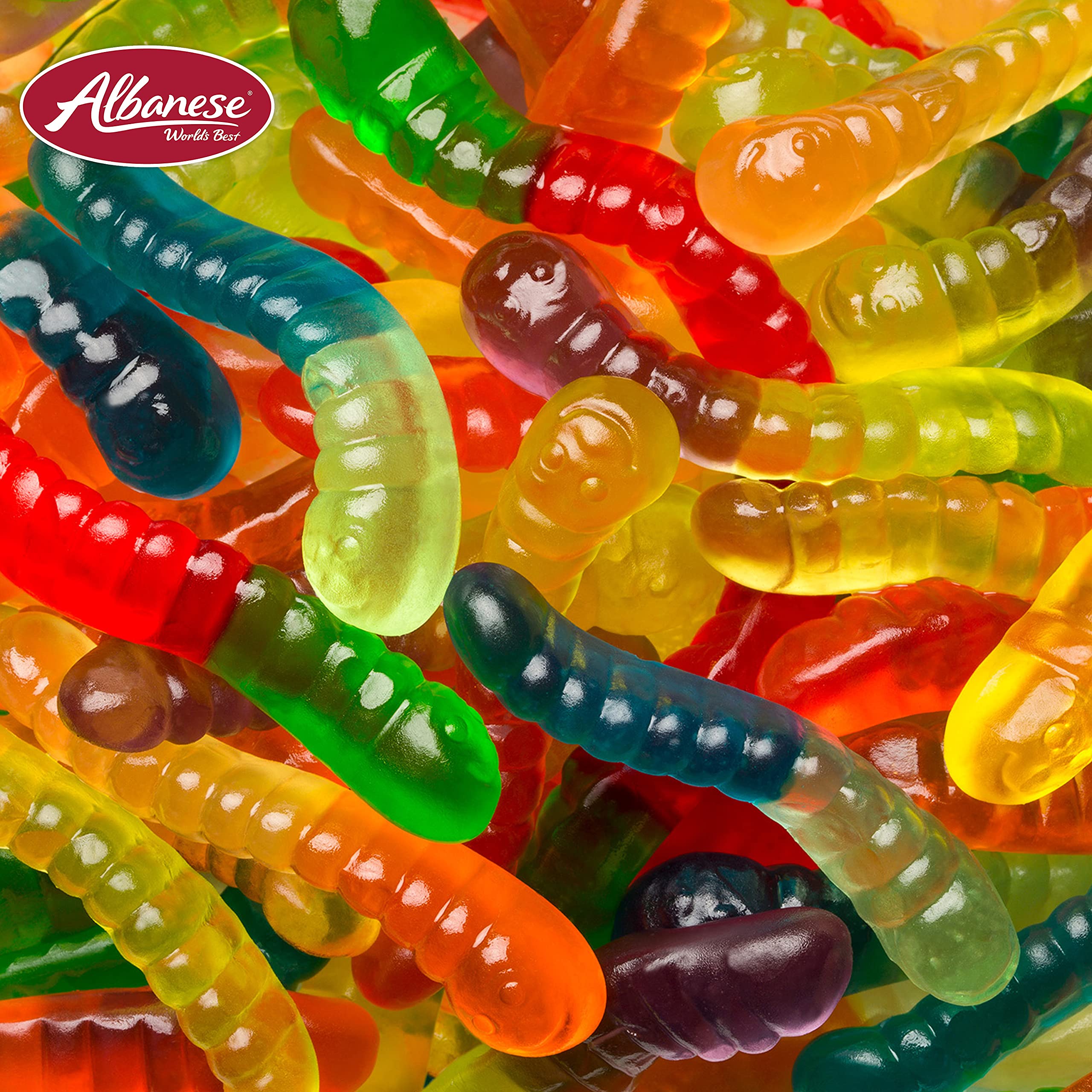 Albanese pink grapefruit flavor worm with tangy citrus notes