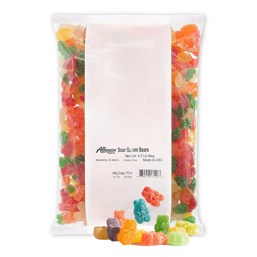 Albanese Sour Assorted Fruit Gummi Bears blue raspberry for bold party snacking