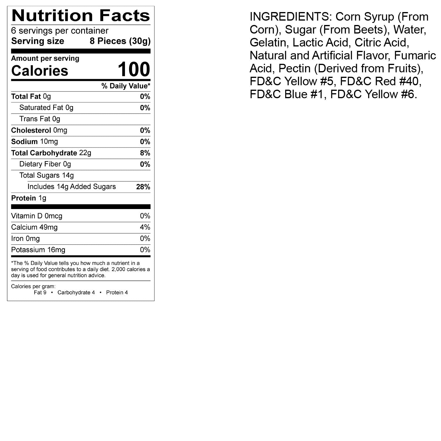 Albanese Cherry flavor gummi bears offer tart fruity bite.