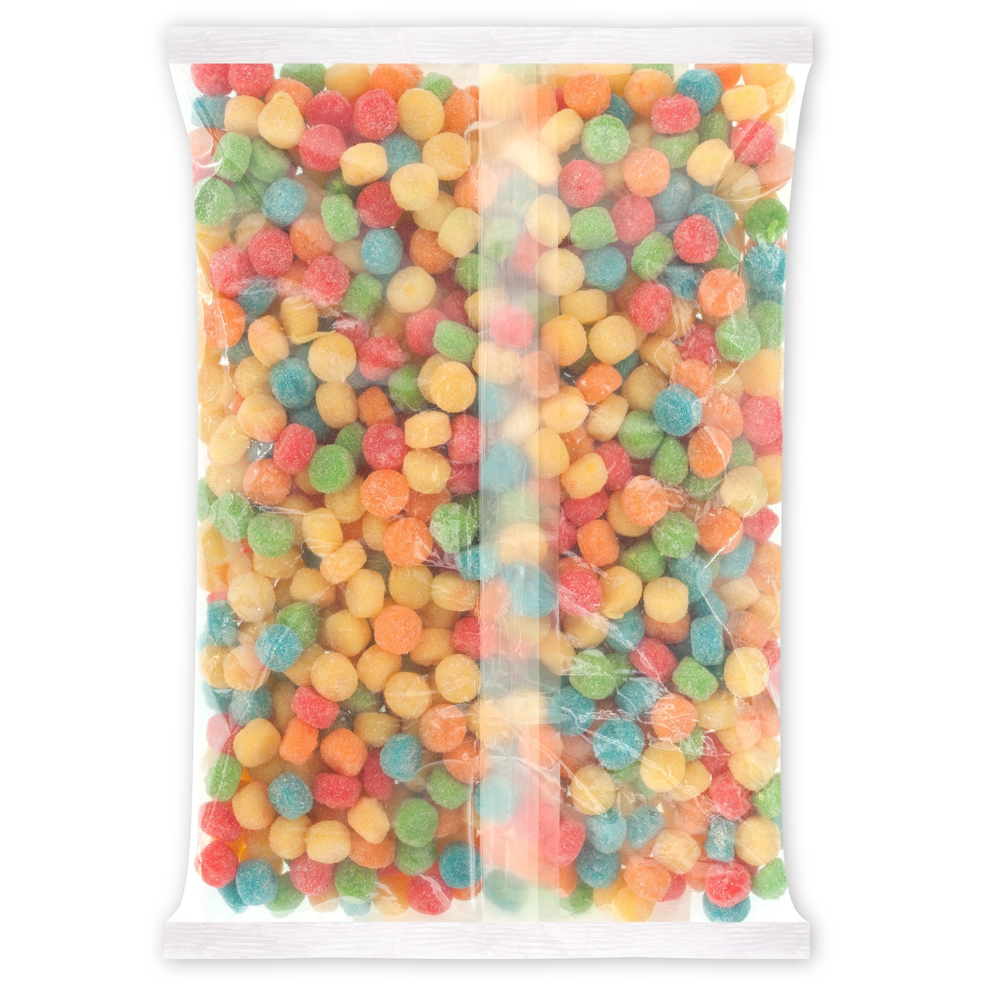Albanese Sour Gummi Poppers orange close-up capturing vibrant hue and sour zing.