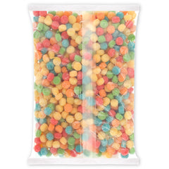 Albanese Sour Gummi Poppers orange close-up capturing vibrant hue and sour zing.