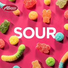 Albanese sour mini neon gummy worms cherry burst of flavor at parties