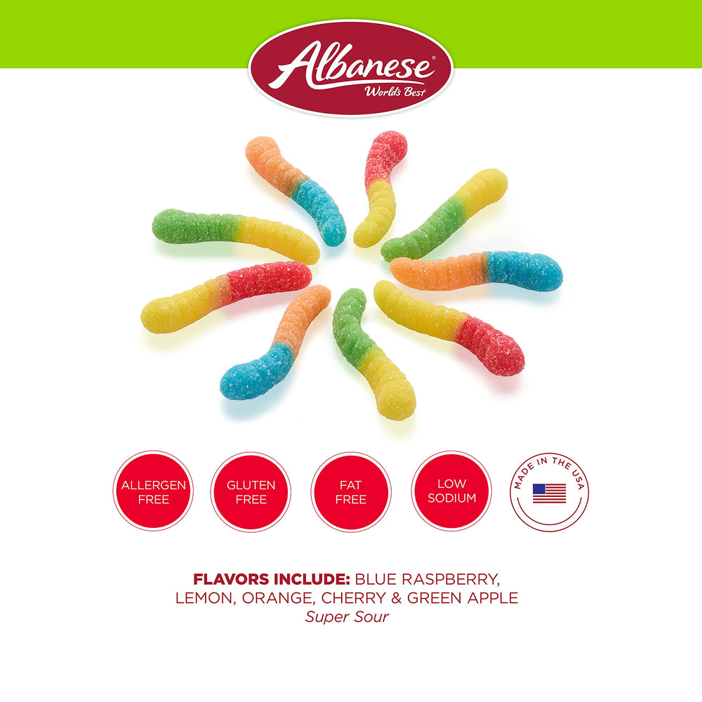 Albanese sour mini neon gummy worms green apple bright treat for kids