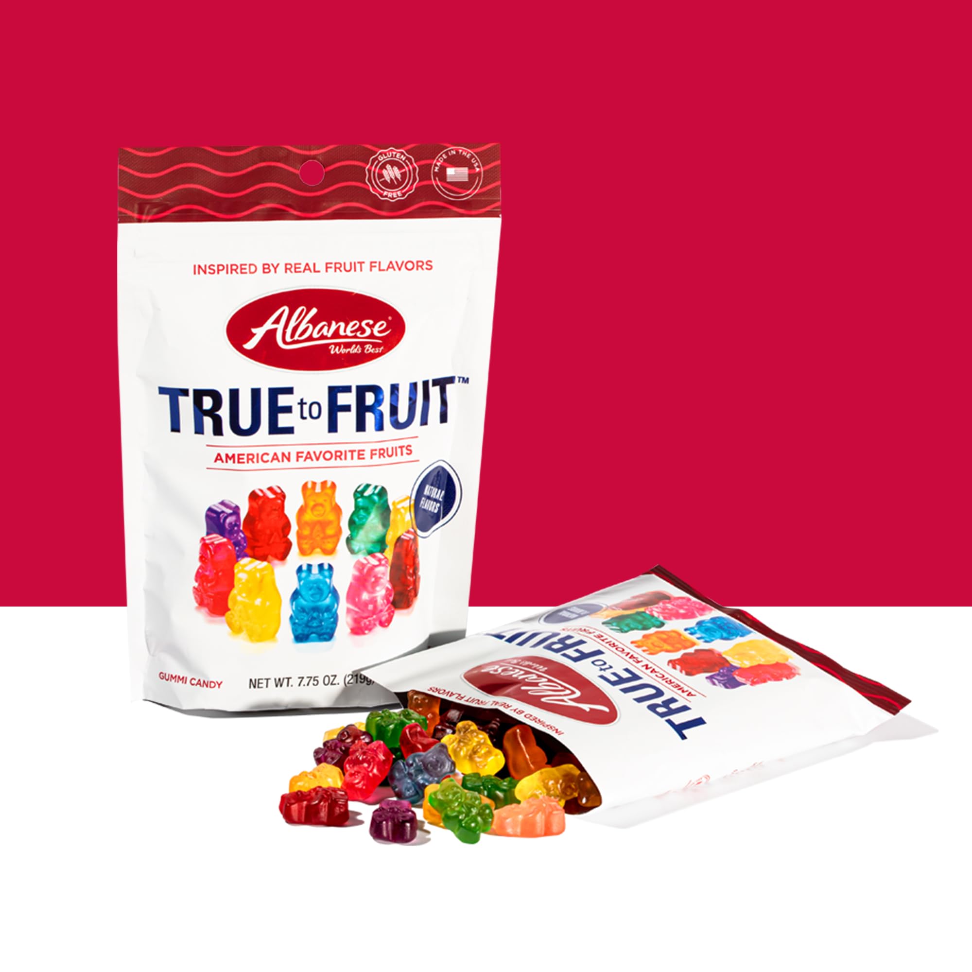 Albanese true to fruit blueberry gummies on a plate, great for shareable treats