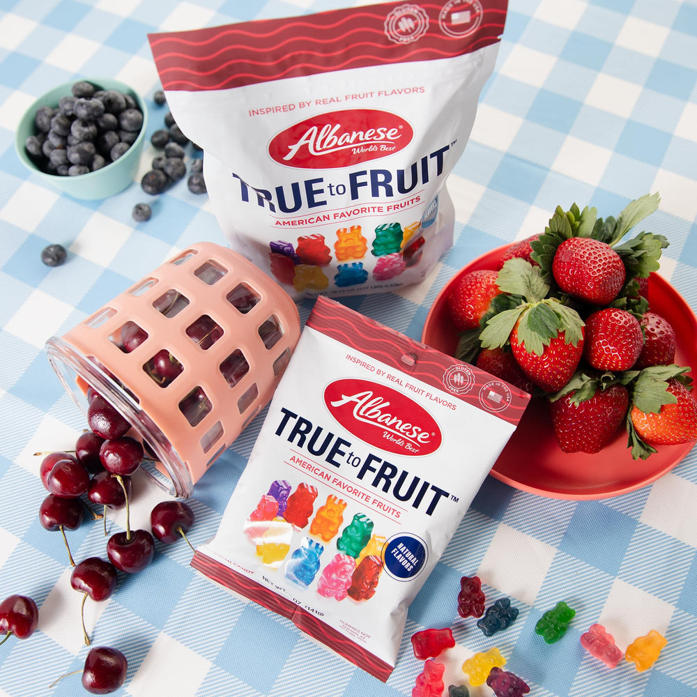 Albanese red raspberry gummies variety, vibrant bites for bright dessert moments